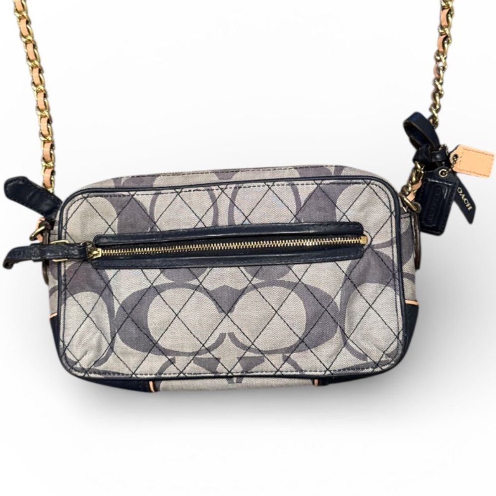 Coach Poppy Denim Quilted Signature C Flight Crossbody Bag - Picture 2 of 14